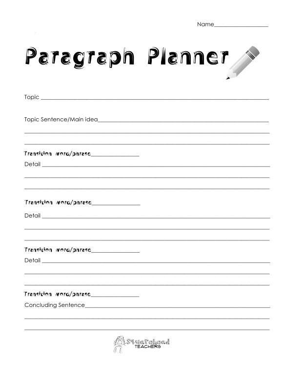 Paragraph planner- simple with transition words