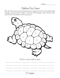 Addition dice game- turtle