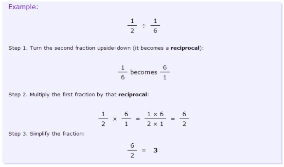 review of dividing fractions