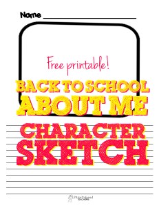 Back to school about me character sketch sticker