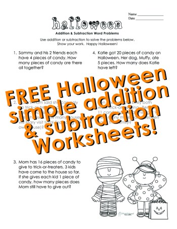 Halloween- simple add sub word prob- STICKER 2