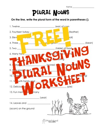 Plural Nouns- Thanksgiving STICKER