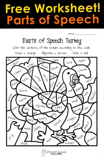 Turkey Color by part of speech STICKER