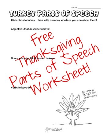 Turkey Parts of Speech sticker