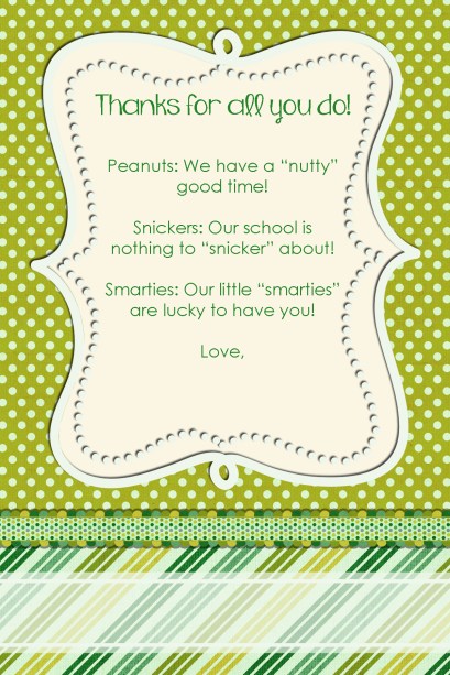Green candy thank you notes
