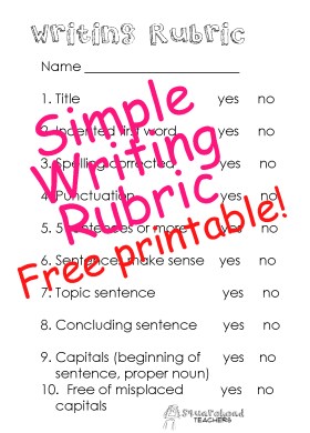 Writing Rubric STICKER