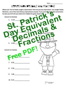 Leprechaun Decimals & Fractions STICKER
