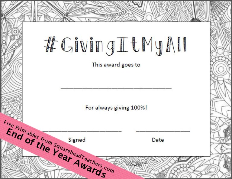 End of the Year Awards (#Awards for Upper Grades) | Squarehead Teachers